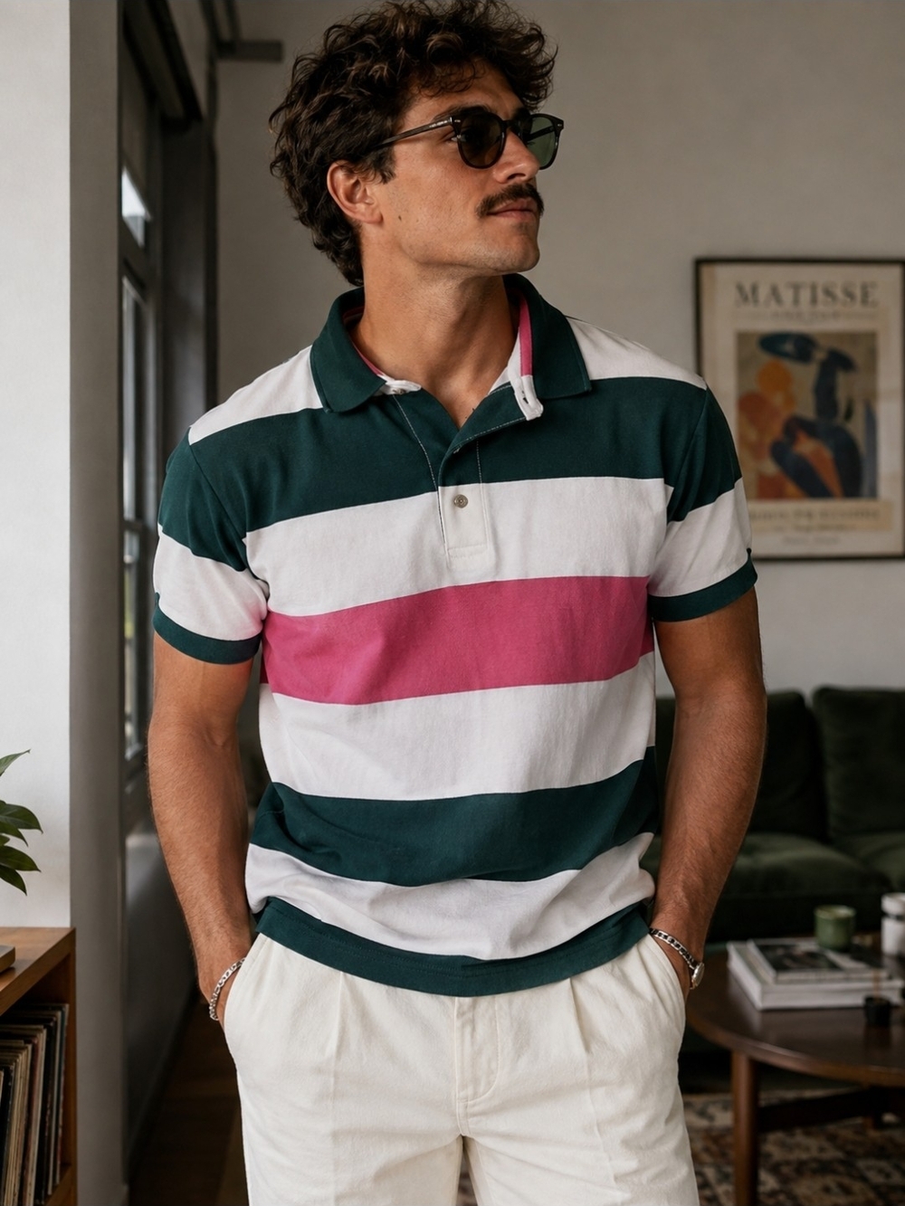 Vintage Mens Janzen Colorblock Short Sleeve Polo Size S